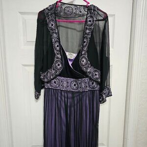 Patra Woman purple and black tank dress with 3/4 sleeve jacket